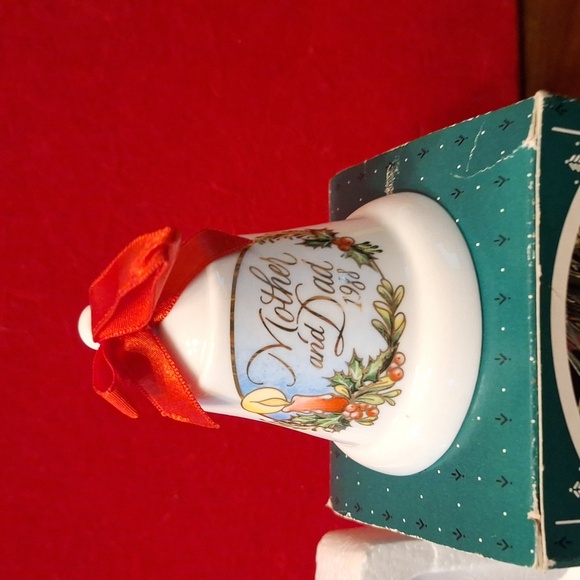 Hallmark Christmas ornament fine porcelain Bell Mother and Dad 1988 - Picture 2 of 7